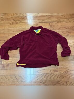 Vintage Wimbledon All England Lawn Tennis Club Burgundy Fleece Rugby Polo Size L